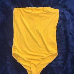 Mustard strapless bodysuit